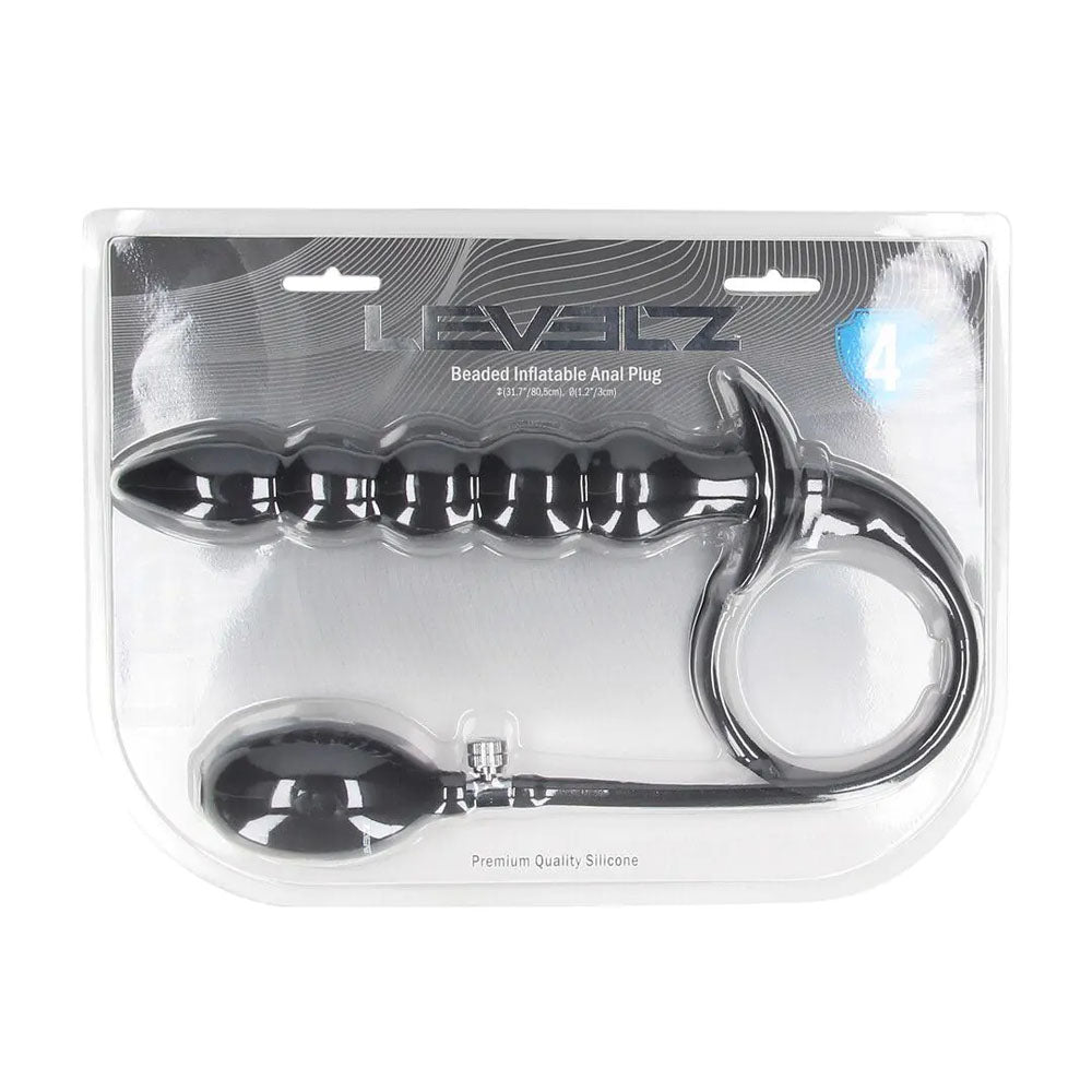LEVELZ Beaded Inflatable Anal Plug - Black Inflatable Butt Plug-LVL04-0002BLK
