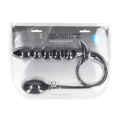 LEVELZ Beaded Inflatable Anal Plug - Black Inflatable Butt Plug-LVL04-0002BLK