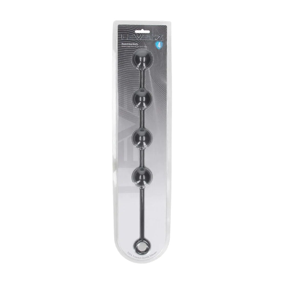 LEVELZ Round Silicone Anal Balls - L - 40mm - Black 40.5 cm Large Anal Beads-LVL04-0003BLK