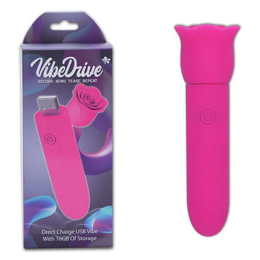 Maia VIBEDRIVE - Pink - Pink 10 cm USB Rechargeable Bullet with 16 GB Storage - MA25-12