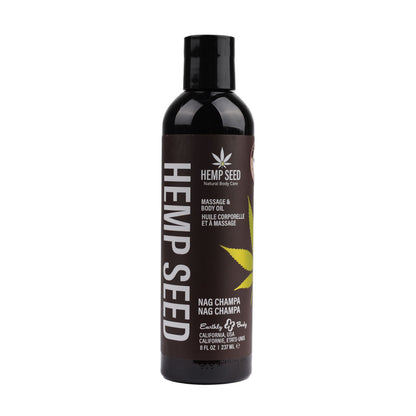 Hemp Seed Massage & Body Oil - Nag Champa (East Indian Incense) Scented - 237 ml Bottle-MAS009