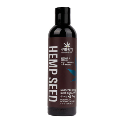 Hemp Seed Massage & Body Oil - Moroccan Nights (Earthy & Spicy-Sensual) Scented - 237 ml Bottle-MAS075