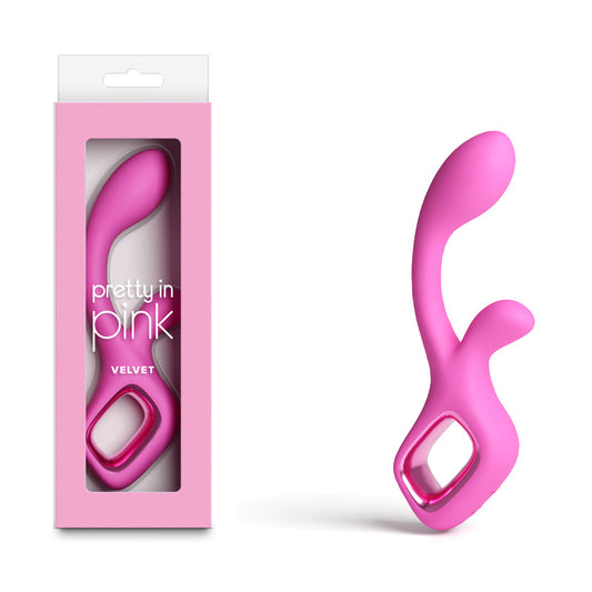 Pretty in Pink Velvet - Pink - Pink 18.7 cm USB Rechargeable Rabbit Vibrator - NSN-0365-64