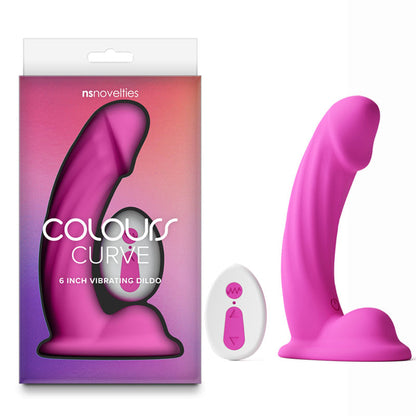 Colours Curve - Vibrating 6 Dildo - Pink - Pink 16.4 cm USB Rechargeable Vibrating Dildo with Wireless Remote-NSN-0402-54