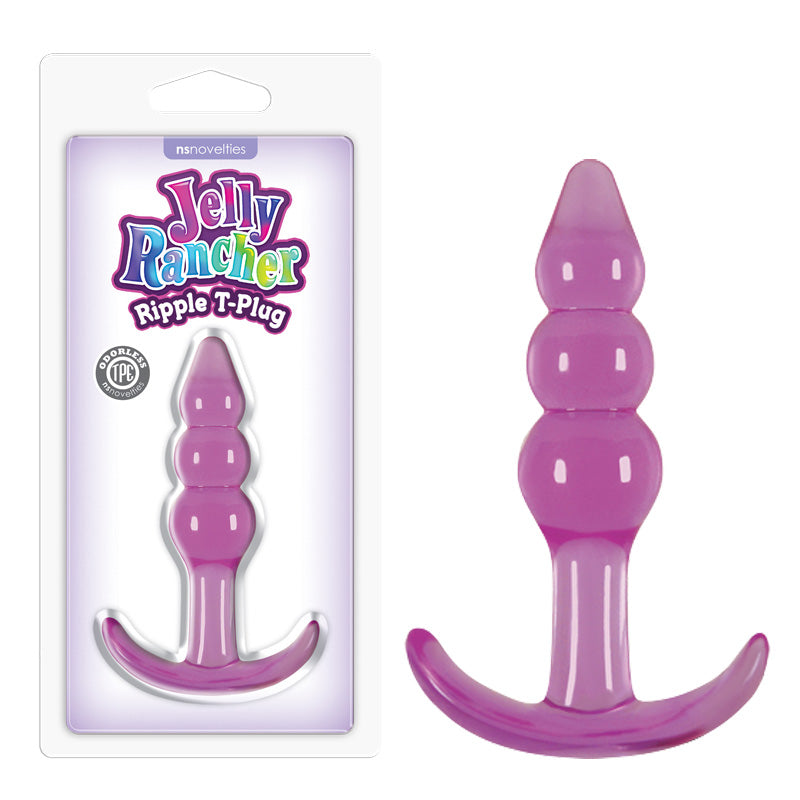 Jelly Rancher Ripple T-Plug - Purple - Purple 10.9 cm (4.3) Butt Plug - NSN-0451-35