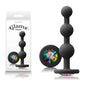 Glams Ripple - Rainbow Gem - Black - Black 11.4 cm Butt Plug with Rainbow Gem Base - NSN-0510-93