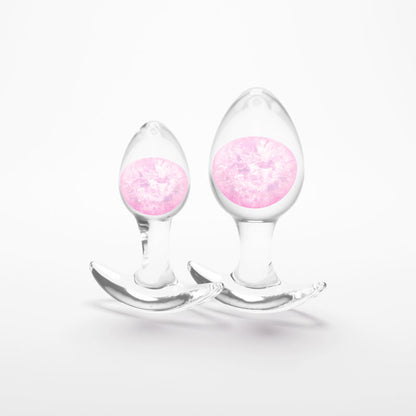 Glams Cosmic 2pc Kit - Pink - Clear/Pink Butt Plugs - Set of 2 Sizes-NSN-0515-04