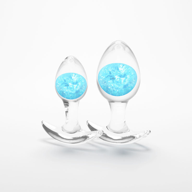 Glams Cosmic 2pc Kit - Blue - Clear/Blue Butt Plugs - Set of 2 Sizes-NSN-0515-07