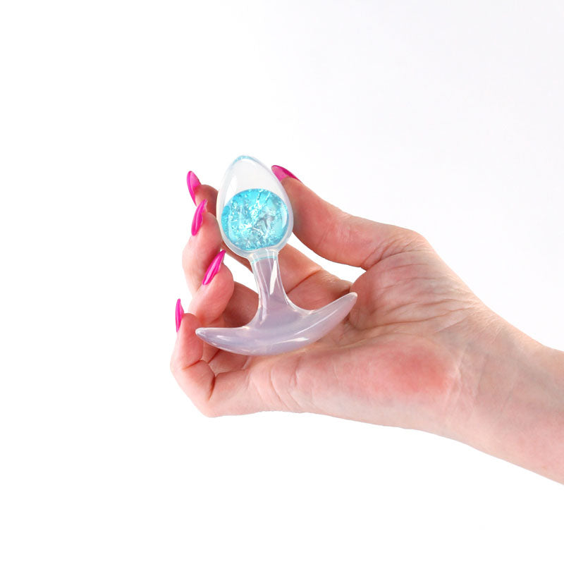 Glams Cosmic - Small - Blue - Clear/Blue 8.1 cm Small Butt Plug-NSN-0515-17