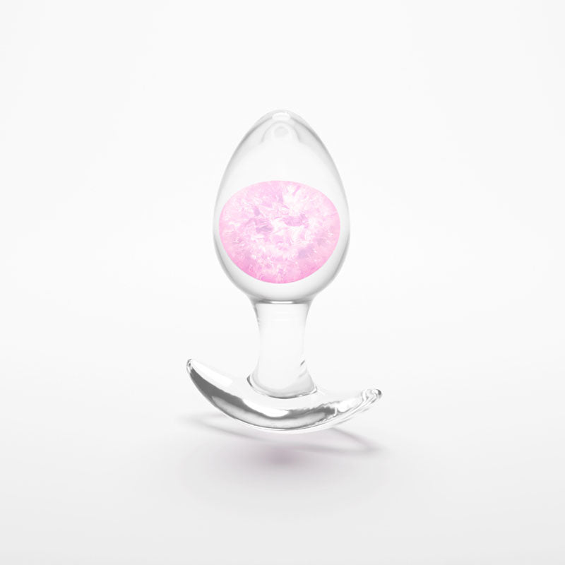 Glams Cosmic - Medium - Pink - Clear/Pink 9.5 cm Small Butt Plug-NSN-0515-24