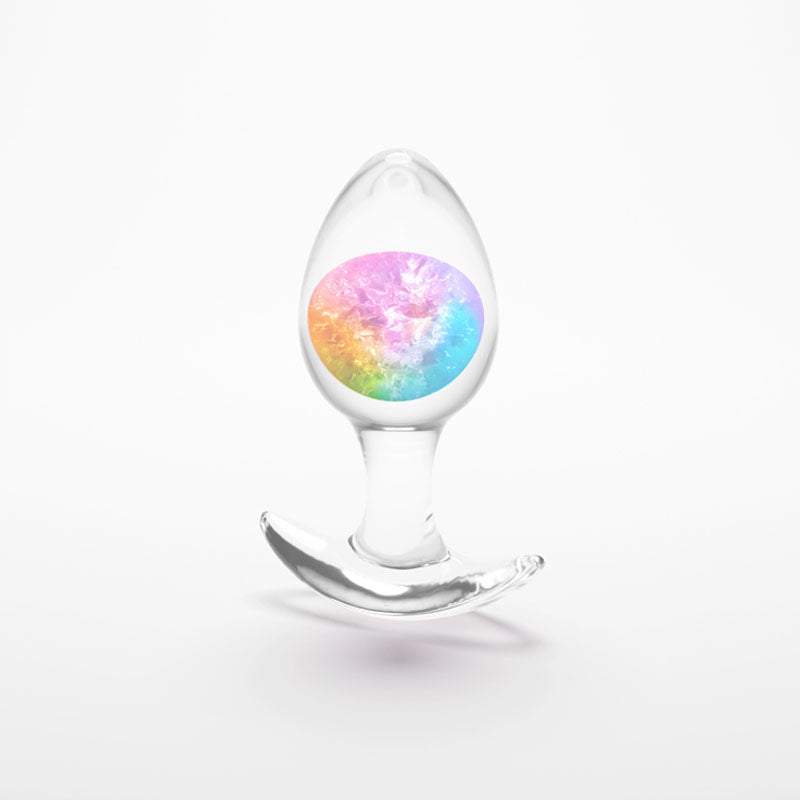Glams Cosmic - Medium - Rainbow - Clear/Rainbow 9.5 cm Small Butt Plug-NSN-0515-29