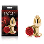 Rear Assets Rose - Small - Gold 7.6 cm Metal Butt Plug with Red Rose Base-NSN-0965-16