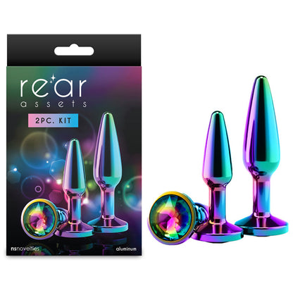 Rear Assets Tapered Trainer Kit - Multicolour - Multicoloured Metal Butt Plugs - Set of 2 Sizes-NSN-0969-09
