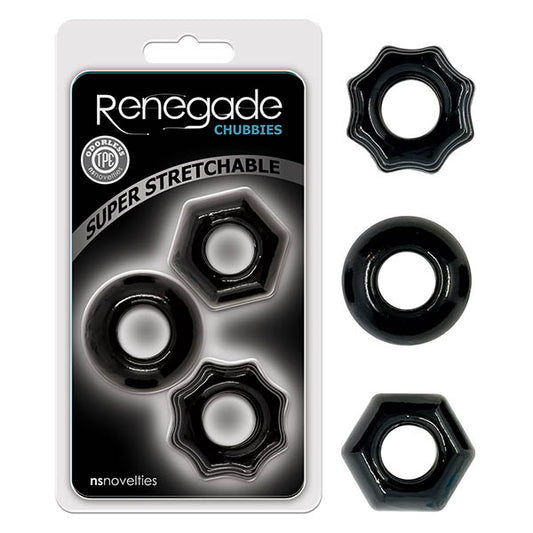 Renegade Chubbies - Black Cock Rings - Set of 3-NSN-1111-13