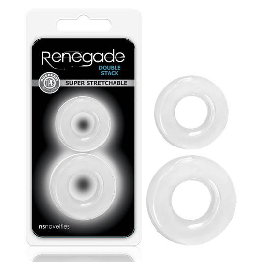 Renegade - Double Stack Clear Cock Rings - Set of 2