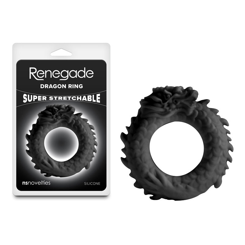 Renegade Dragon Ring - Black - Black Cock Ring - NSN-1113-03