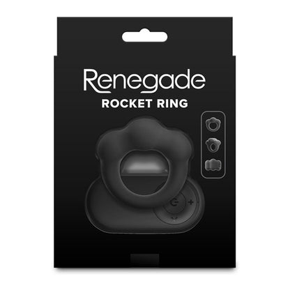 Renegade Rocket Ring - Black - Black USB Rechargeable Vibrating Cock Ring with Wireless Remote-NSN-1119-53