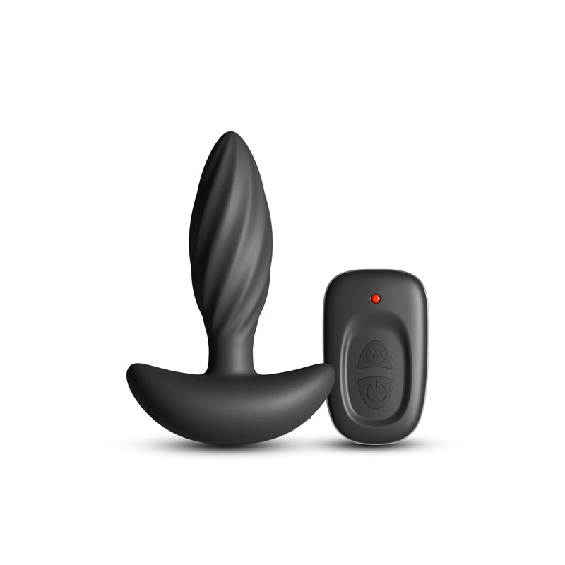 Renegade Flash - Black - Black 10.3 cm USB Rechargeable Vibrating Butt Plug - NSN-1162-03