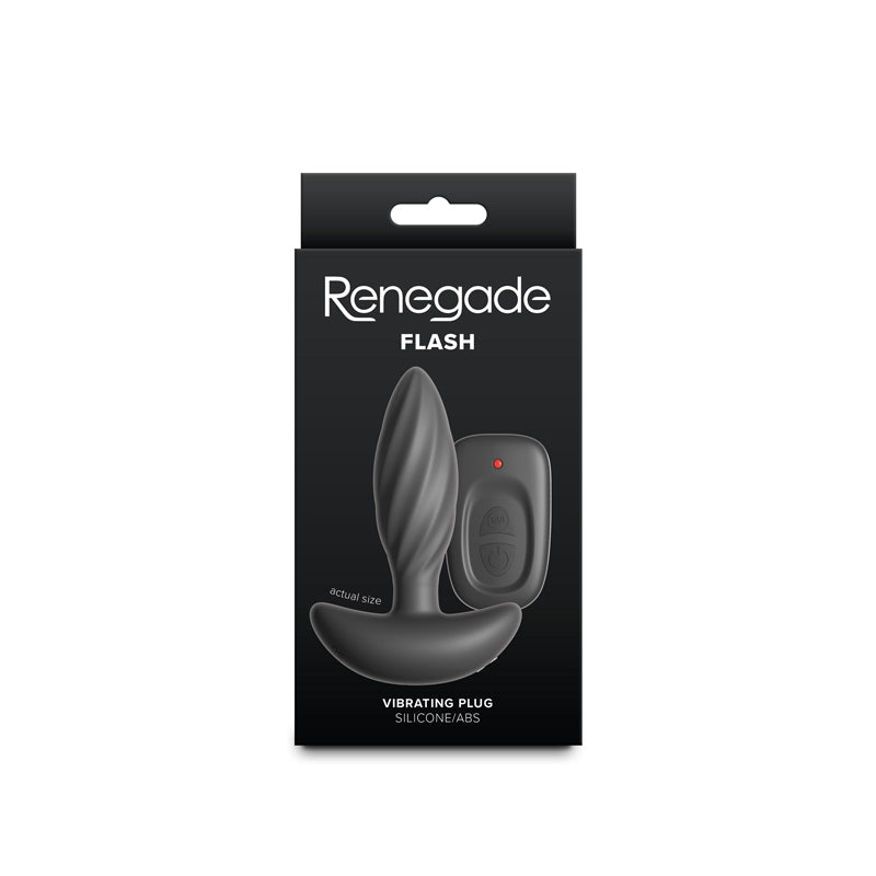 Renegade Flash - Black - Black 10.3 cm USB Rechargeable Vibrating Butt Plug - NSN-1162-03
