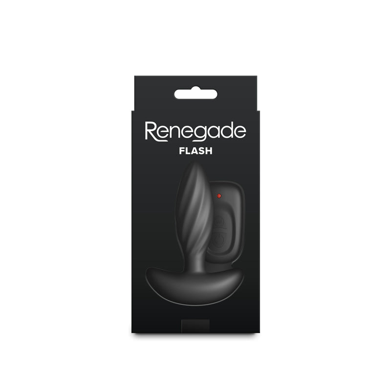 Renegade Flash - Black - Black 10.3 cm USB Rechargeable Vibrating Butt Plug - NSN-1162-03