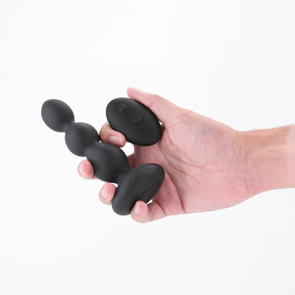 Renegade Valor - Black - Black 13.7 cm USB Rechargeable Vibrating Anal Beads with Wireless Remote - NSN-1162-13