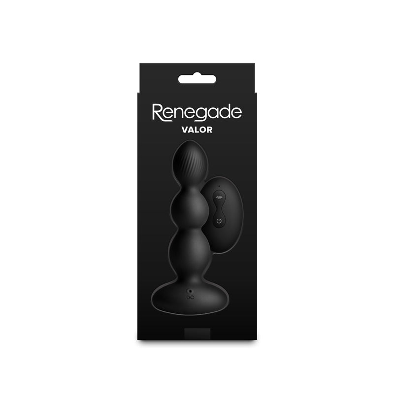 Renegade Valor - Black - Black 13.7 cm USB Rechargeable Vibrating Anal Beads with Wireless Remote - NSN-1162-13