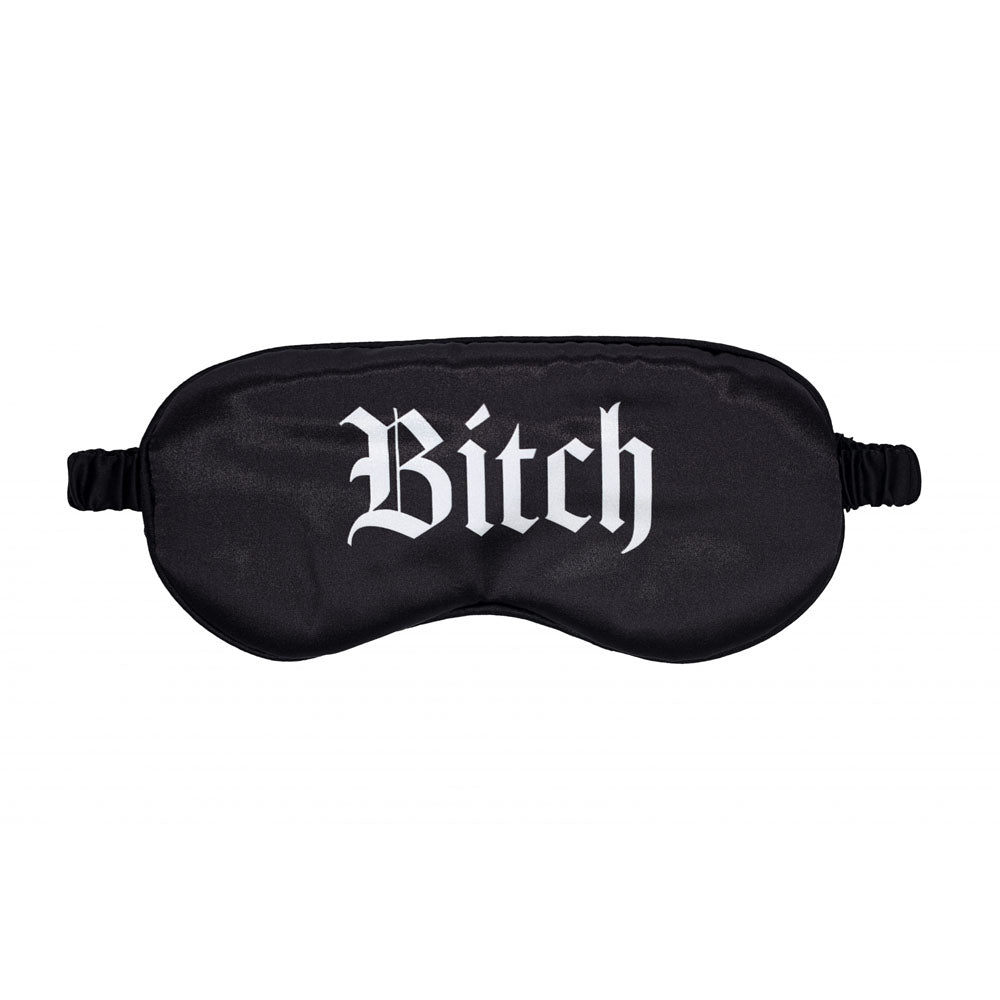 OUCH! Satin Mask - Bitch - Black Printed Eye Mask - OU1064BLK
