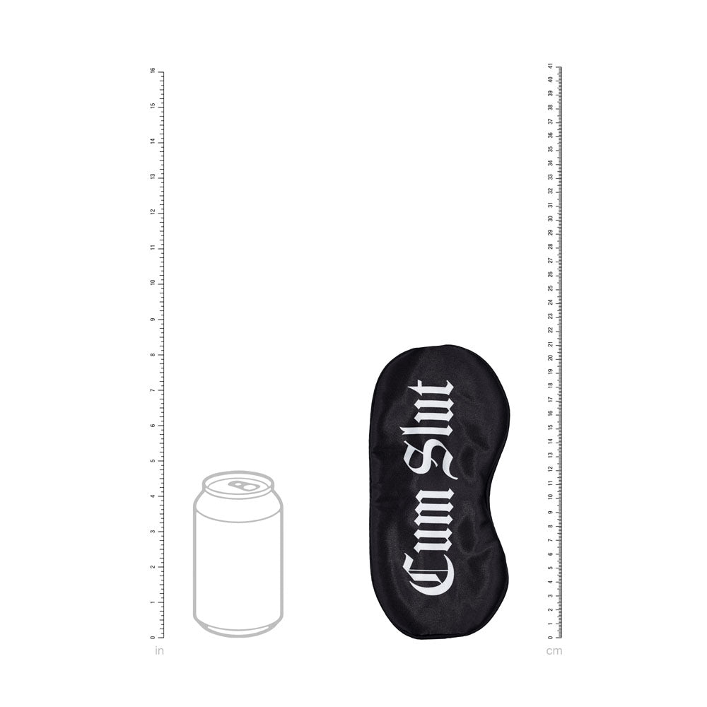 OUCH! Satin Mask - Cum Slut - Black Printed Eye Mask - OU1065BLK