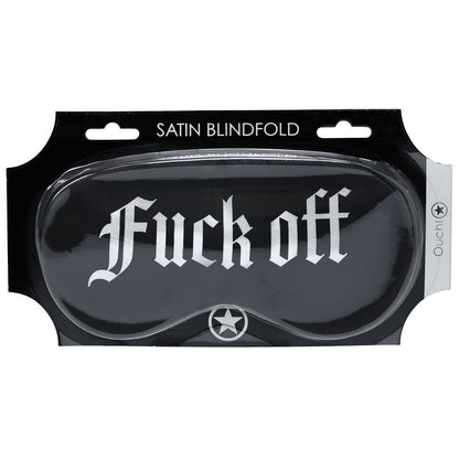 OUCH! Satin Mask - Fuck Off - Black Printed Eye Mask - OU1066BLK