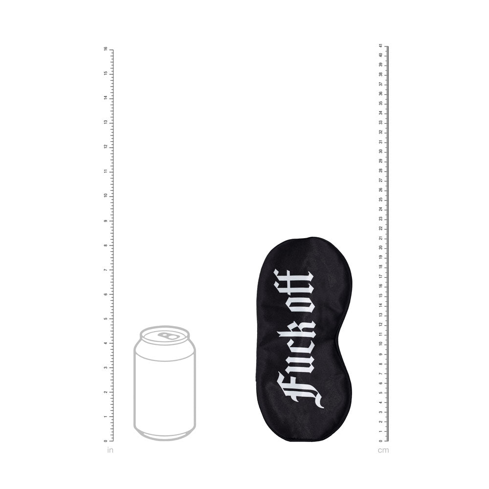 OUCH! Satin Mask - Fuck Off - Black Printed Eye Mask - OU1066BLK