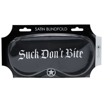 OUCH! Satin Mask - Suck Dont Bite - Black Printed Eye Mask - OU1068BLK