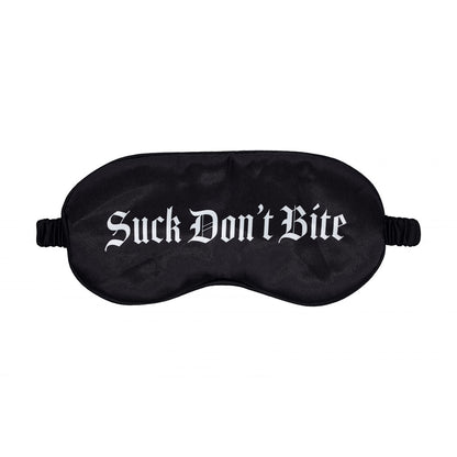OUCH! Satin Mask - Suck Dont Bite - Black Printed Eye Mask - OU1068BLK