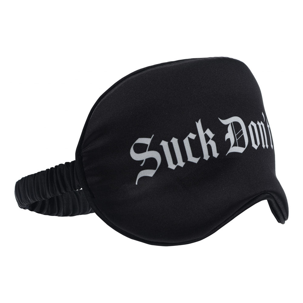 OUCH! Satin Mask - Suck Dont Bite - Black Printed Eye Mask - OU1068BLK