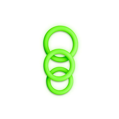 OUCH! Glow In The Dark Cock Ring Set - Glow in Dark Cock Rings - Set of 3 Sizes-OU731GLO