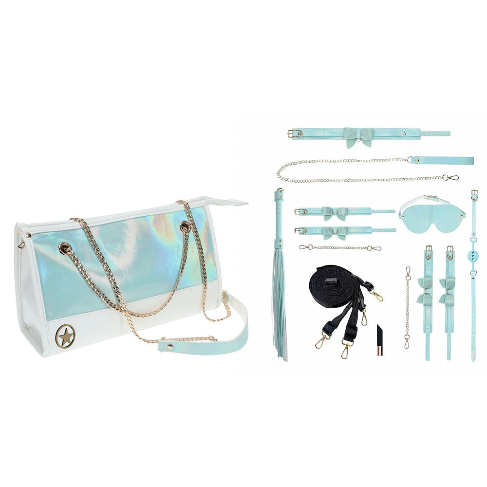 OUCH! Paris Collection - Kit with Bag - Baby Blue Bondage Set with Bag - 8 Piece Kit