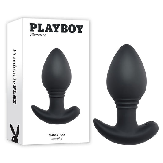 Playboy Pleasure PLUG & PLAY - Black 10.3 cm USB Rechargeable Vibrating Butt Plug