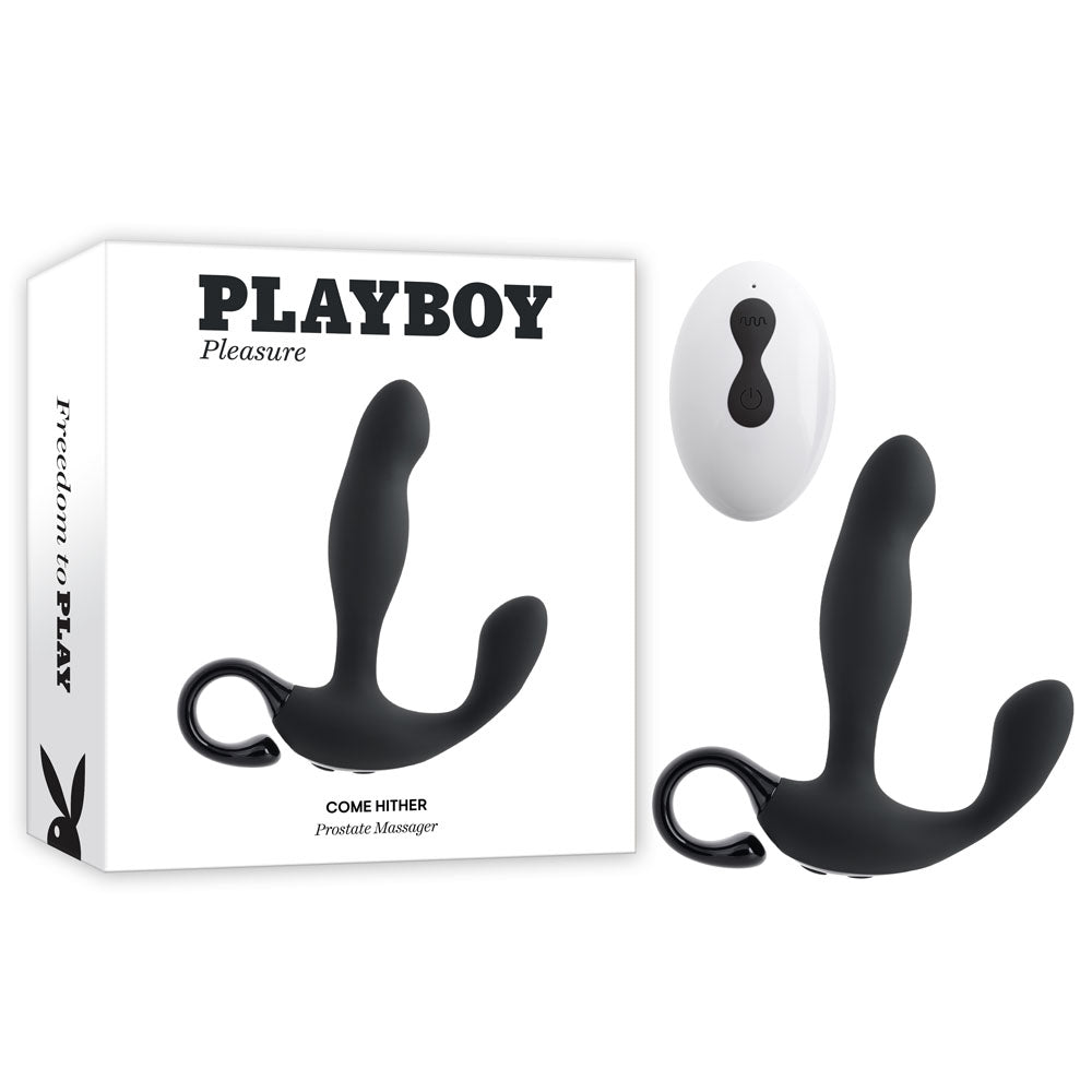 Playboy Pleasure COME HITHER - Black 13.2 cm USB Rechargeable Vibrating Prostate Massager with