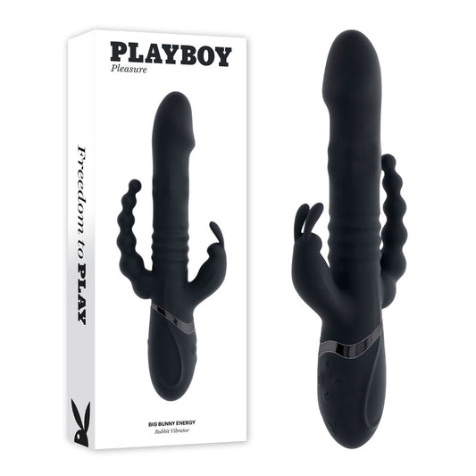 Playboy Pleasure BIG BUNNY ENERGY - Black 26.2 cm USB Rechargeable Rabbit Vibrator with Anal Bead