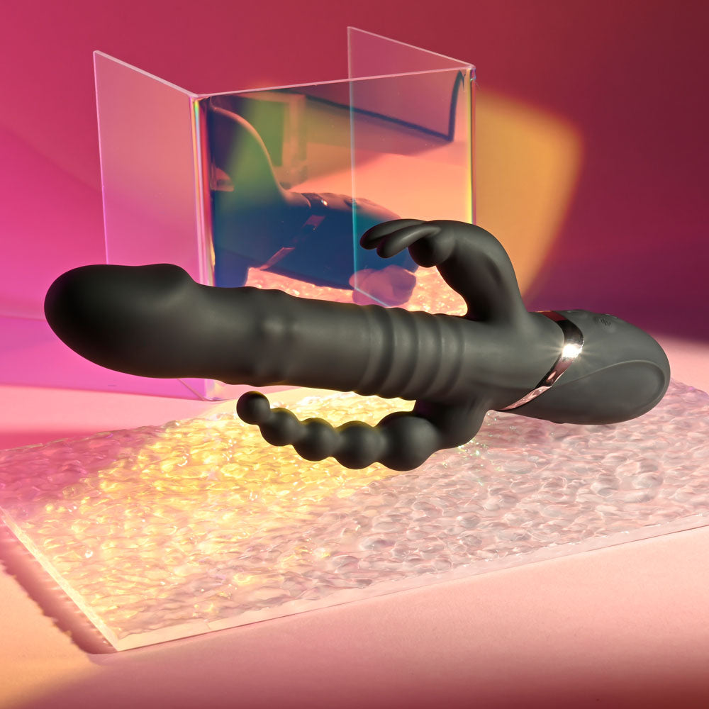 Playboy Pleasure BIG BUNNY ENERGY - Black 26.2 cm USB Rechargeable Rabbit Vibrator with Anal Bead