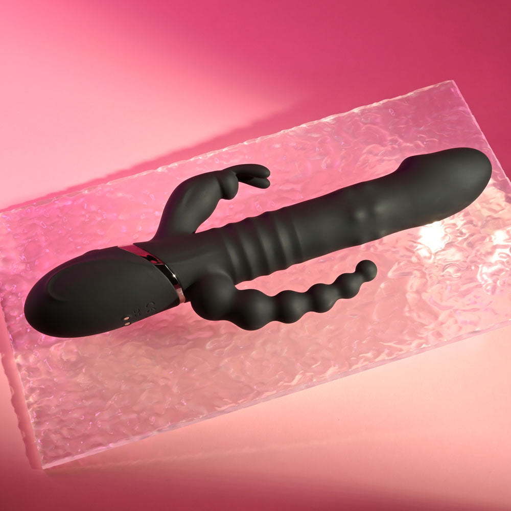 Playboy Pleasure BIG BUNNY ENERGY - Black 26.2 cm USB Rechargeable Rabbit Vibrator with Anal Bead