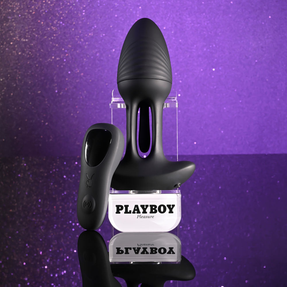Playboy Pleasure RIM SHOT - Black 11.4 cm USB Rechargeable Vibrating Butt Plug-PB-RS-5872-2