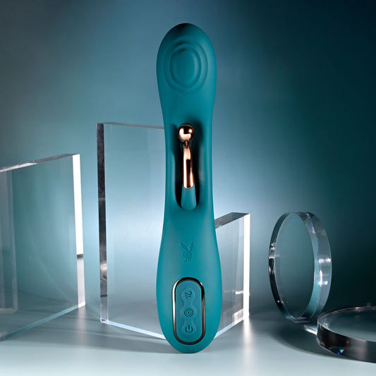 Playboy Pleasure AURELIE - Green 22.7 cm USB Rechargeable Vibrator with Internal Flicker-PB-RS-5964-2