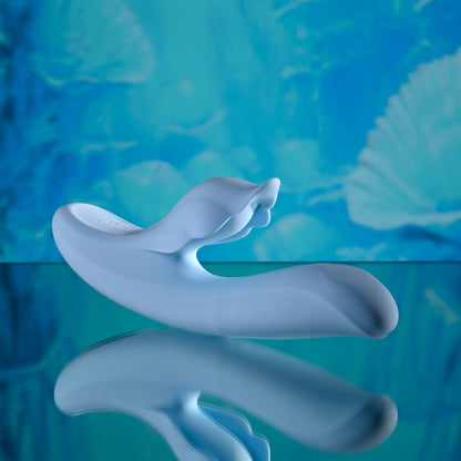 Playboy Pleasure IN BLOOM - Blue 23.5 cm USB Rechargeable Thrusting Tapping & Heating Dual Vibrator-PB-RS-6466-2