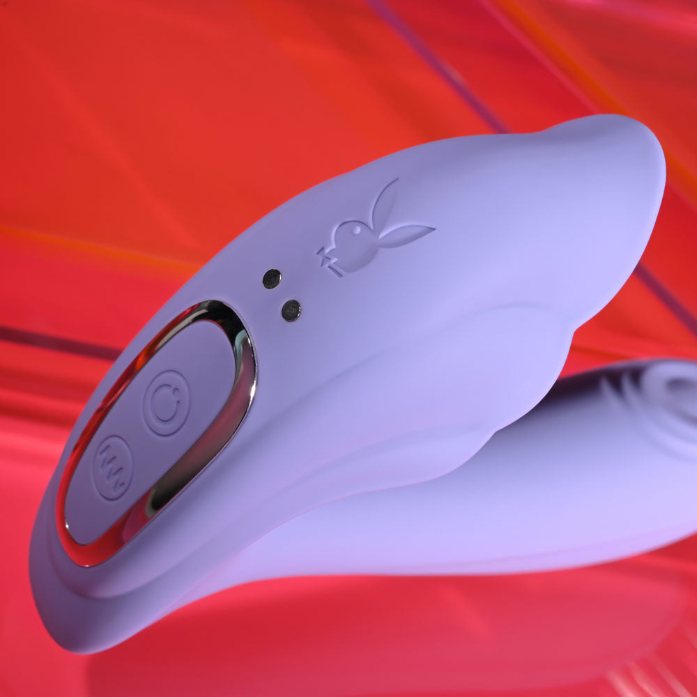 Playboy Pleasure LILAC FANTASY - Purple 13.5 cm USB Rechargeable Tapping Vibrator with Remote-PB-RS-6473-2