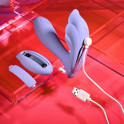 Playboy Pleasure LILAC FANTASY - Purple 13.5 cm USB Rechargeable Tapping Vibrator with Remote-PB-RS-6473-2