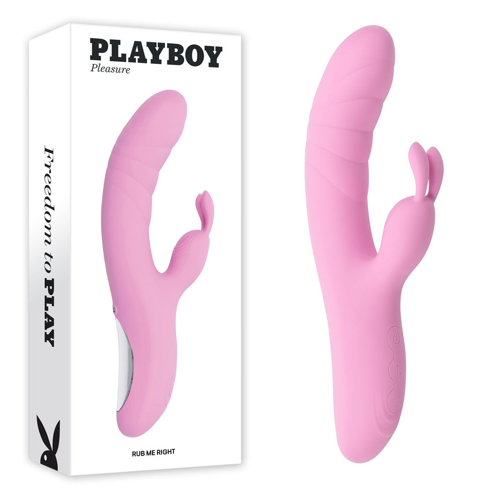 Playboy Pleasure RUB ME RIGHT - Pink 23.2 cm USB Rechargeable Thrusting Rabbit Vibrator-PB-RS-6626-2