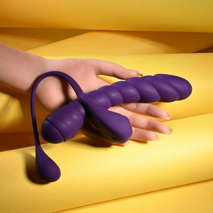 Playboy Pleasure TWISTED PLAYGROUND - Purple USB Rechargeable Vibrator and Cock Ring Kit-PB-RS-6657-2