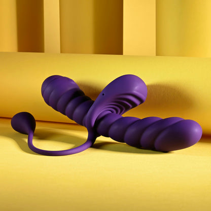 Playboy Pleasure TWISTED PLAYGROUND - Purple USB Rechargeable Vibrator and Cock Ring Kit-PB-RS-6657-2