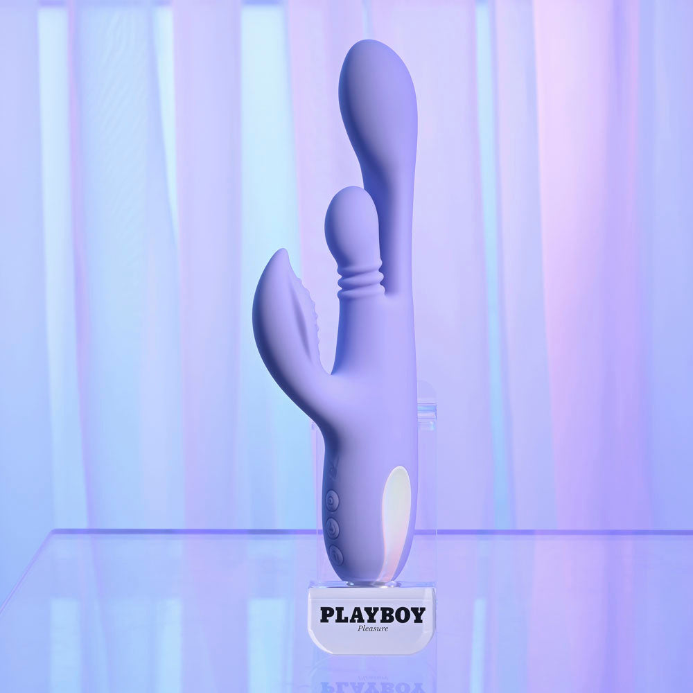 Playboy Pleasure NUBBIN RUBBIN - Purple 24.1 cm USB Rechargeable Thrusting Rabbit Vibrator-PB-RS-6695-2