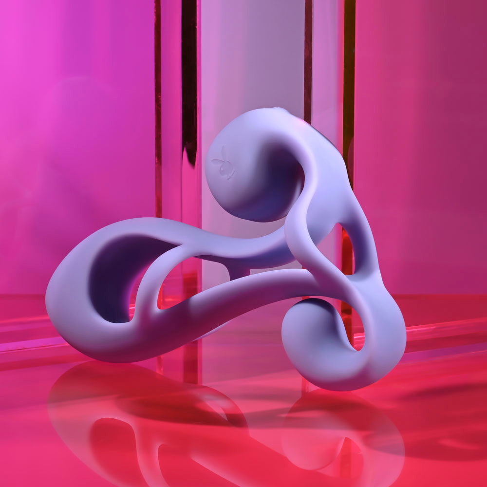 Playboy Pleasure FANTASY CAGE - Purple USB Rechargeable Vibrating Penis Sleeve-PB-RS-6824-2